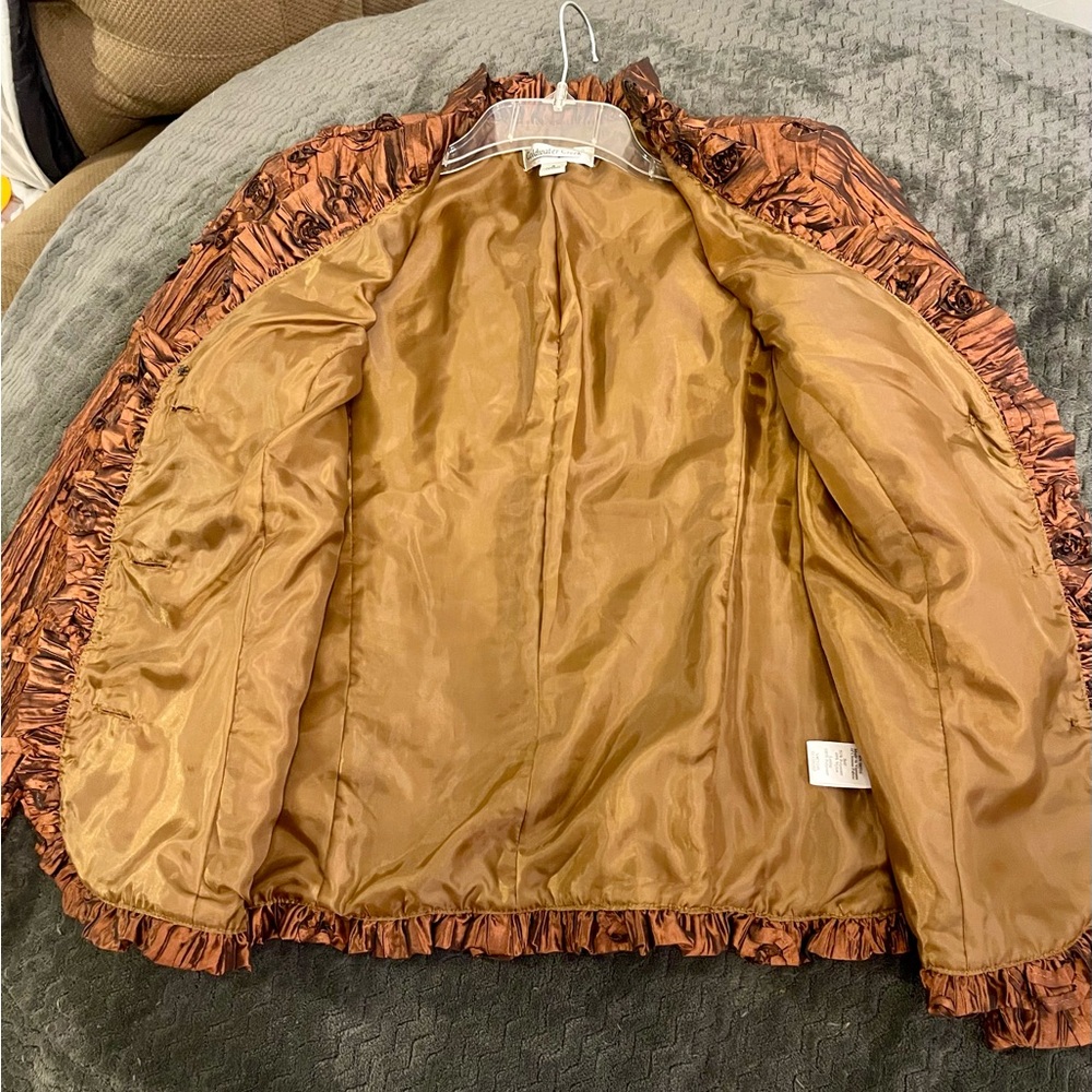 Coldwater Creek Copper Ruffled Textured Blazer - Picture 4 of 14